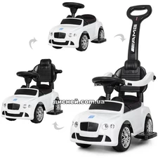 Детская каталка-толокар M 3901 L-1 Bentley, кожаное сиденье, белая